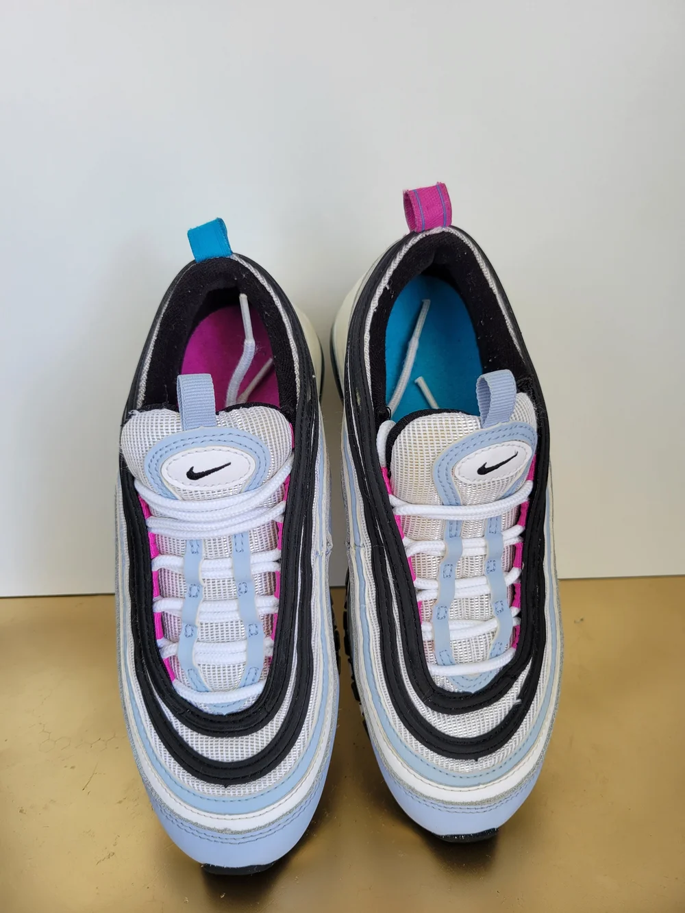 Nike Air Max 97 Sneakers in Light Blue, Black & White Size 4Y Fits Women 5.5
